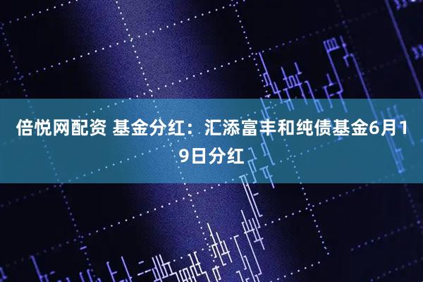 倍悦网配资 基金分红：汇添富丰和纯债基金6月19日分红